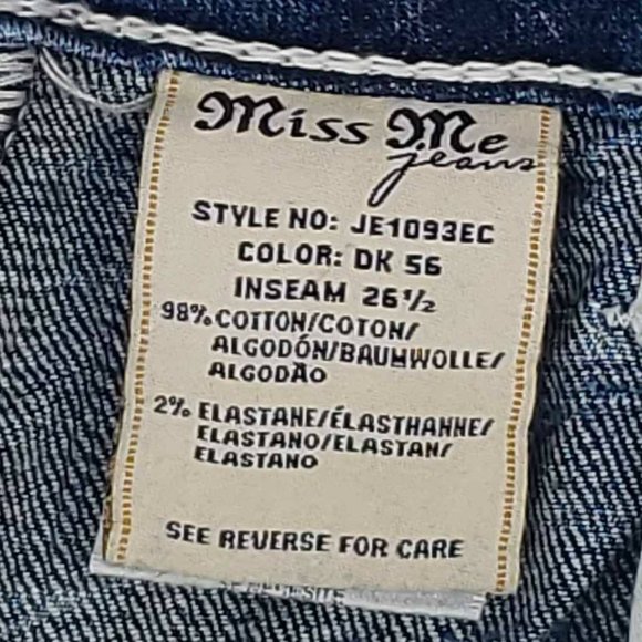 Miss Me Womens Easy Cropped Straight Leg Jeans Blue Thick Stitch Embellished 27 - Picture 12 of 13
